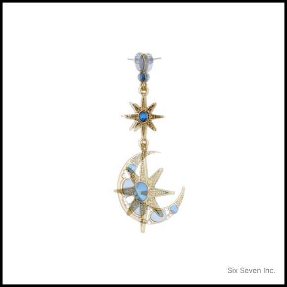 Celestial Drop Earrings Gold-Tone Rhinestone Elegant Y2K Chic Night Out - Picture 5 of 5